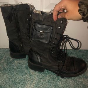 Black combat boots